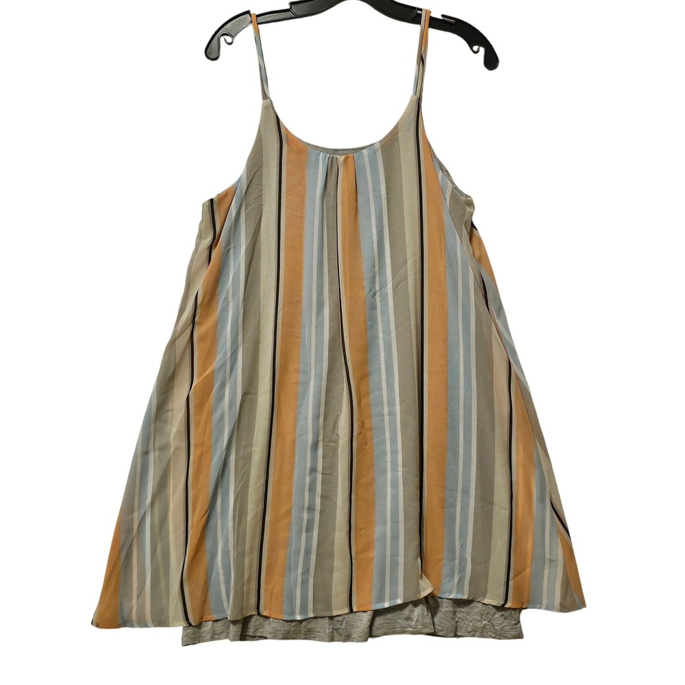 Dolan Left Coast Collection Striped Layered Tank Top Orange Blue Size M 17836P